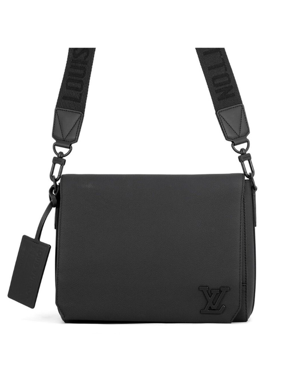 Louis Vuitton Shoulder Bag Gray Leather Takeoff Messenger Black